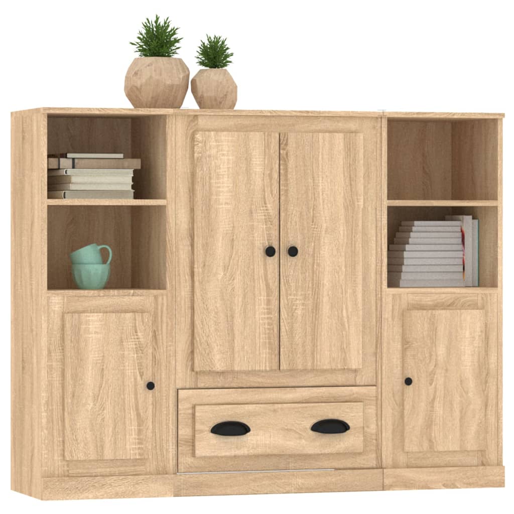 Credenze 3 pz Rovere Sonoma in Legno Multistrato 3185322