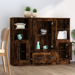 Credenze 3 pz Rovere Fumo in Legno Multistrato 3185324