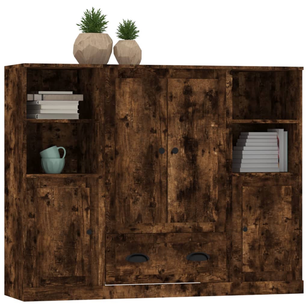 Credenze 3 pz Rovere Fumo in Legno Multistrato 3185324