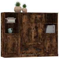 Credenze 3 pz Rovere Fumo in Legno Multistrato 3185324