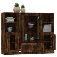 vidaXL Credenze 3 pz Rovere Fumo in Legno Multistrato