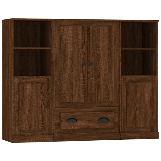 Credenze 3 pz Rovere Marrone in Legno Multistrato 3185326