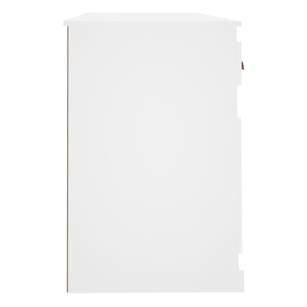 Scrivania con Armadietto Bianco in Legno Multistrato