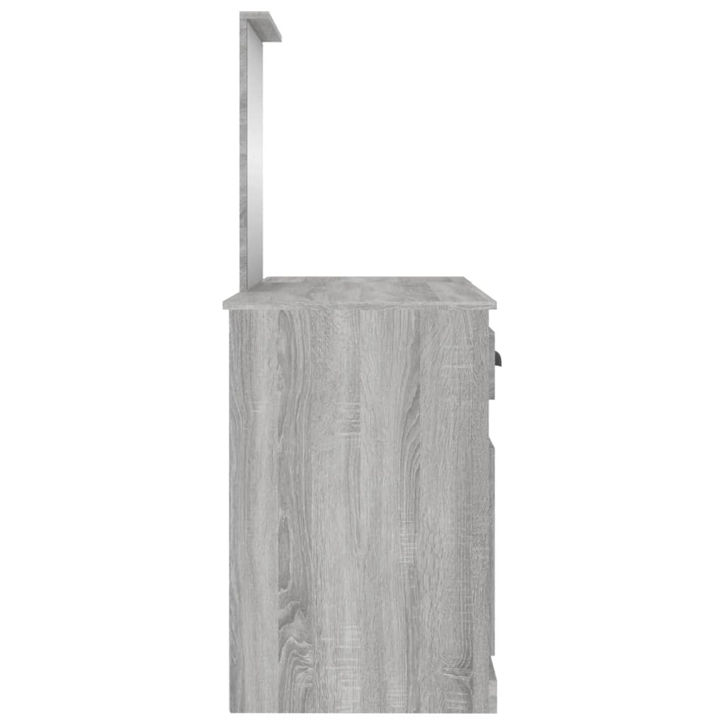 Toeletta con Specchio-Tavolo da Vanit¨¤ Grigio Sonoma 130x50x132,5 cm