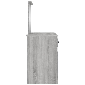 Toeletta con Specchio-Tavolo da Vanit¨¤ Grigio Sonoma 130x50x132,5 cm