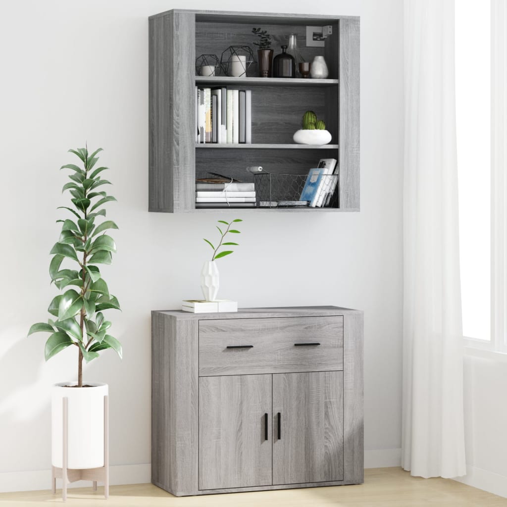Credenza-Buffet-Armadio da cucina Grigio Sonoma in Legno Multistrato 605634