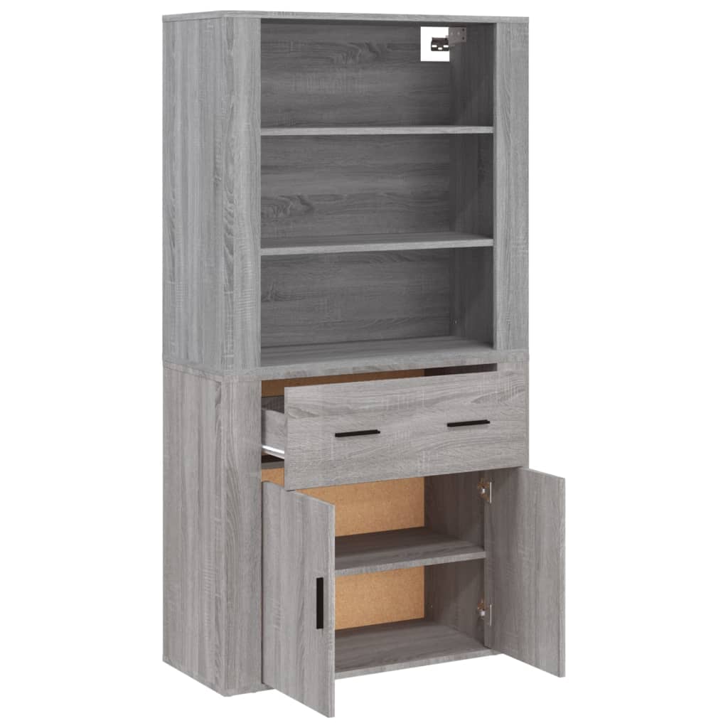 Credenza-Buffet-Armadio da cucina Grigio Sonoma in Legno Multistrato 605634