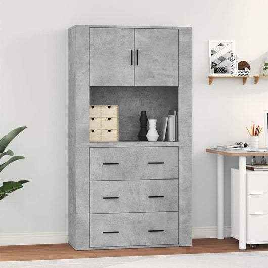 Credenza-Buffet-Armadio da cucina Grigio Cemento in Legno Multistrato 110253