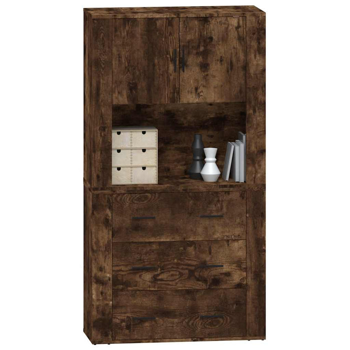 Credenza-Buffet-Armadio da cucina Rovere Fumo in Legno Multistrato 705835