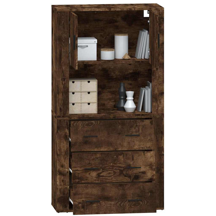 Credenza-Buffet-Armadio da cucina Rovere Fumo in Legno Multistrato 705835