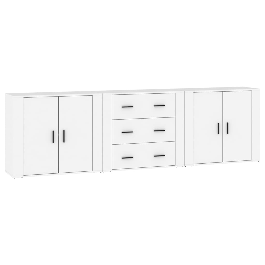 Credenze 3 pz Bianco in Legno Multistrato 3185399