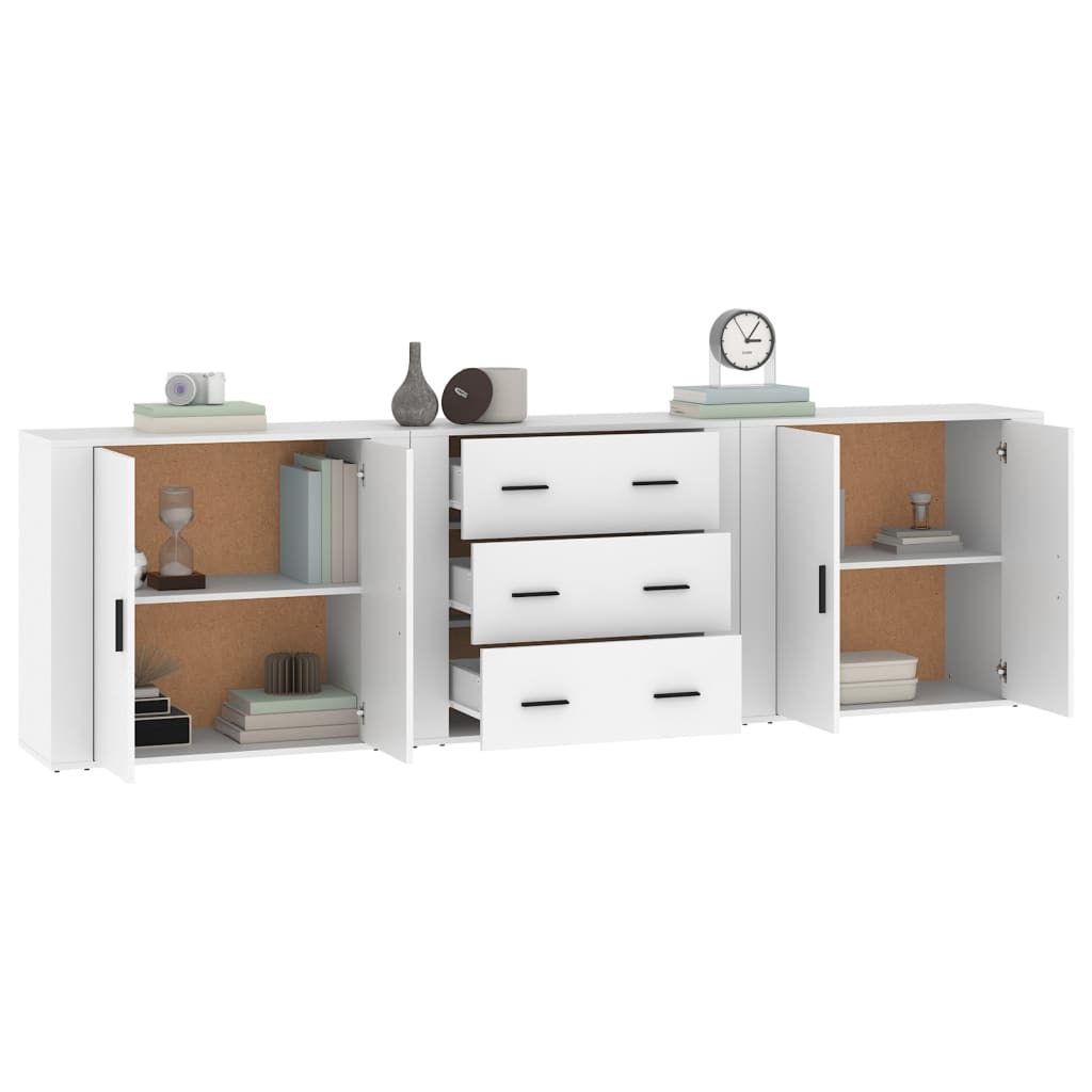 Credenze 3 pz Bianco in Legno Multistrato 3185399