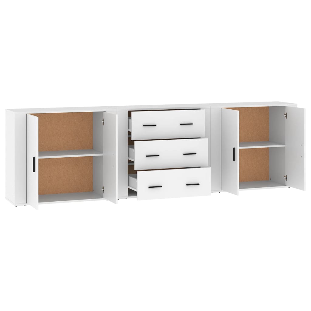 Credenze 3 pz Bianco in Legno Multistrato 3185399