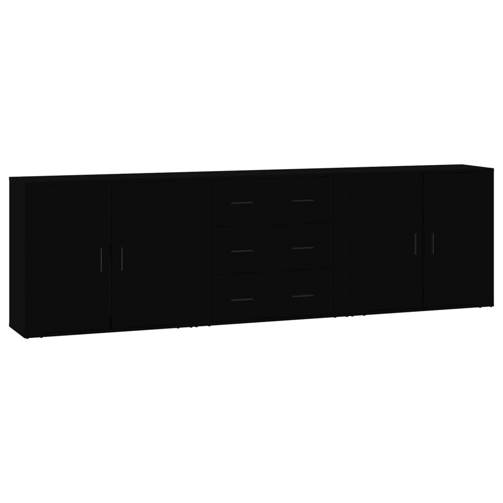 Credenze 3 pz Nere in Legno Multistratocod mxl 101304