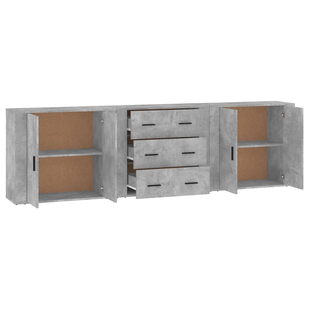 Credenze 3 pz Grigio Cemento in Legno Multistrato 3185403