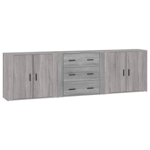 Credenze 3 pz Grigio Sonoma in Legno Multistrato 3185405