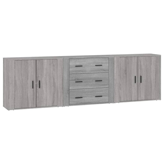 Credenze 3 pz Grigio Sonoma in Legno Multistratocod mxl 125251