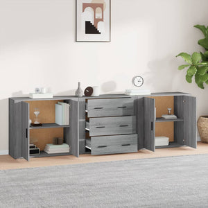 Credenze 3 pz Grigio Sonoma in Legno Multistratocod mxl 125251