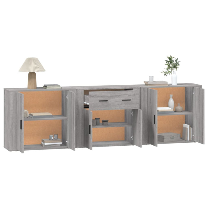 Credenze 3 pz Grigio Sonoma in Legno Multistrato 3185421