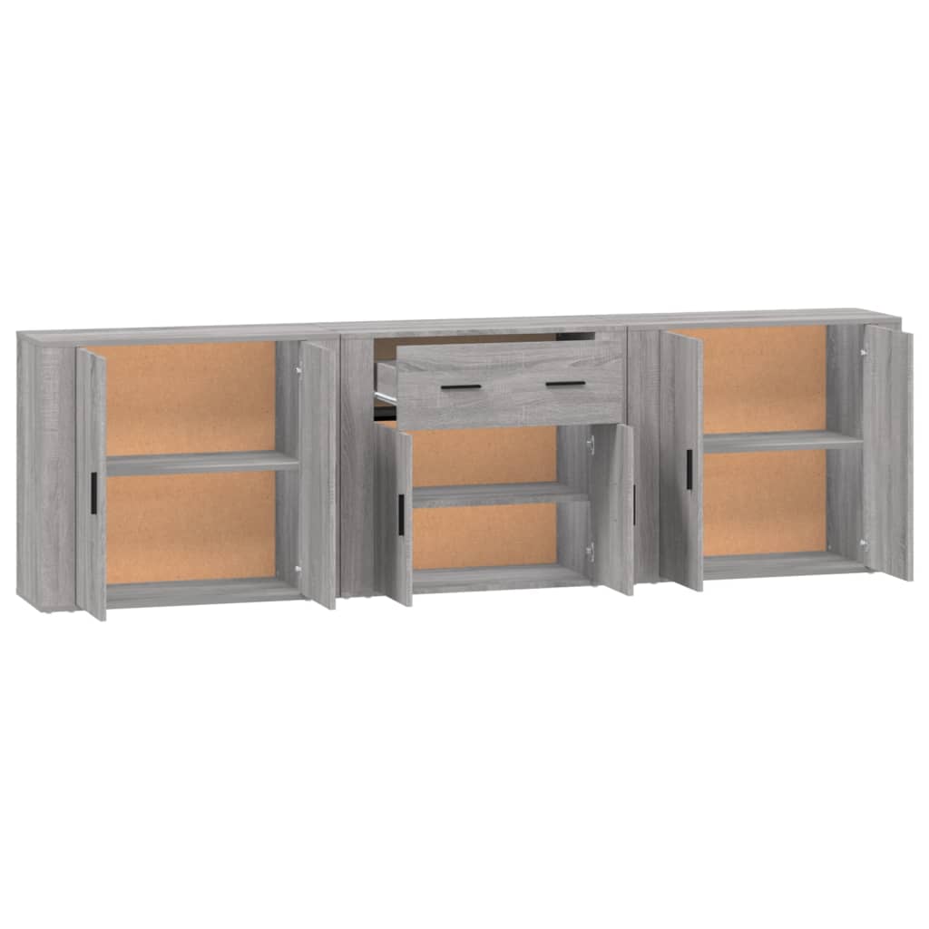 Credenze 3 pz Grigio Sonoma in Legno Multistrato 3185421