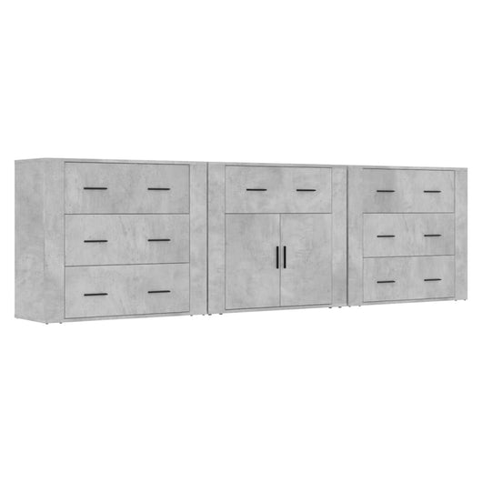 Credenza buffet cassettiera mobile contenitore organizer cucina soggiorno soggiorni 3 pz derivati ​​del legno grigio 02_0037124