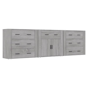 Credenze 3 pz Grigio Sonoma in Legno Multistrato 3185429