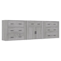 Credenza a buffet cassettiera mobiletto portaoggetti cucina soggiorno salotti 3 pezzi legno ingegnerizzato Sonoma grigio 02_0037187