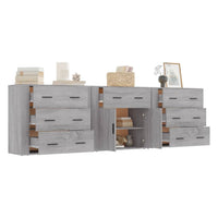 Credenze 3 pz Grigio Sonoma in Legno Multistrato 3185429