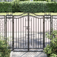 Cancello da Giardino Nero 121x8x120 cm in Ferro Battuto 363431