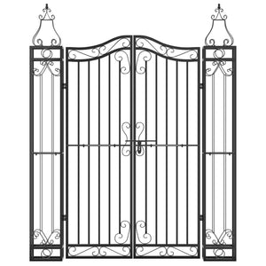 Cancello da Giardino Nero 121x8x150 cm in Ferro Battuto 363432