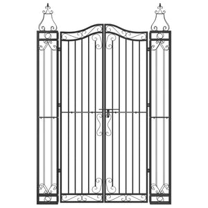 Cancello da Giardino Nero 121x8x180 cm in Ferro Battuto