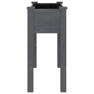 Fioriera aiuola rialzata vassoio piante fiori terrazza giardino con rivestimento 71 x 37 x 76 cm legno massello di abete grigio 02_0038142