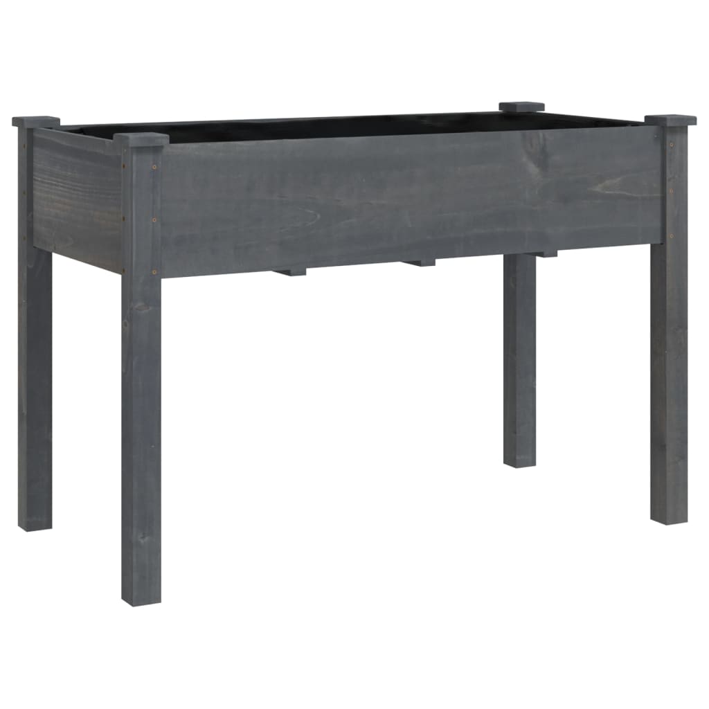 Fioriera con Fodera Grigia 118x59x76cm Legno Massello di Abete 364235