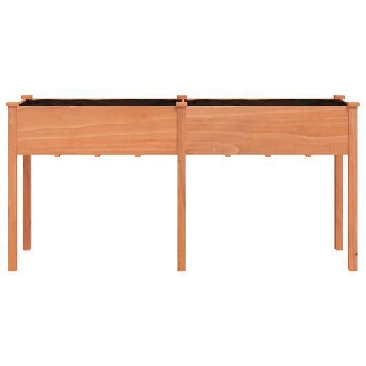 Vassoio per fioriera aiuola rialzata piante fiori terrazza giardino con rivestimento 161 x 45 x 76 cm legno massello abete marrone 02_0038125