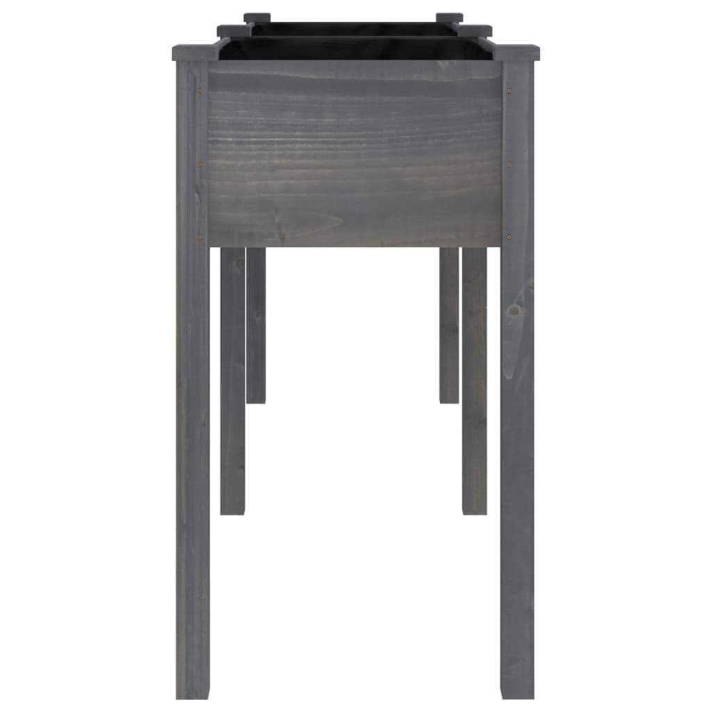 Fioriera con Fodera-Vaso-Contenitore per Piante Grigia 161x45x76cm Legno Massello di Abete