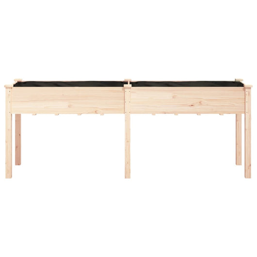 Vassoio per fioriera aiuola rialzata piante fiori terrazza giardino con rivestimento 203 x 53 x 76 cm legno massello di abete marrone 02_0038127