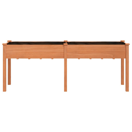 Vassoio per fioriera aiuola rialzata piante fiori terrazza giardino con rivestimento 203 x 53 x 76 cm legno massello abete marrone 02_0038129