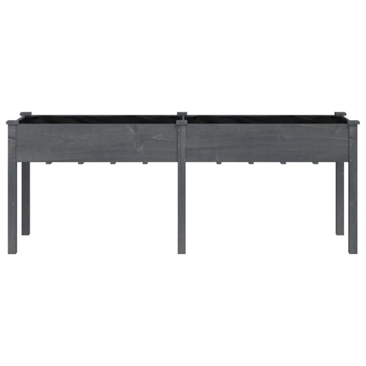 Vassoio per fioriera aiuola rialzata piante fiori terrazza giardino con rivestimento 203 x 53 x 76 cm legno massello di abete grigio 02_0038128