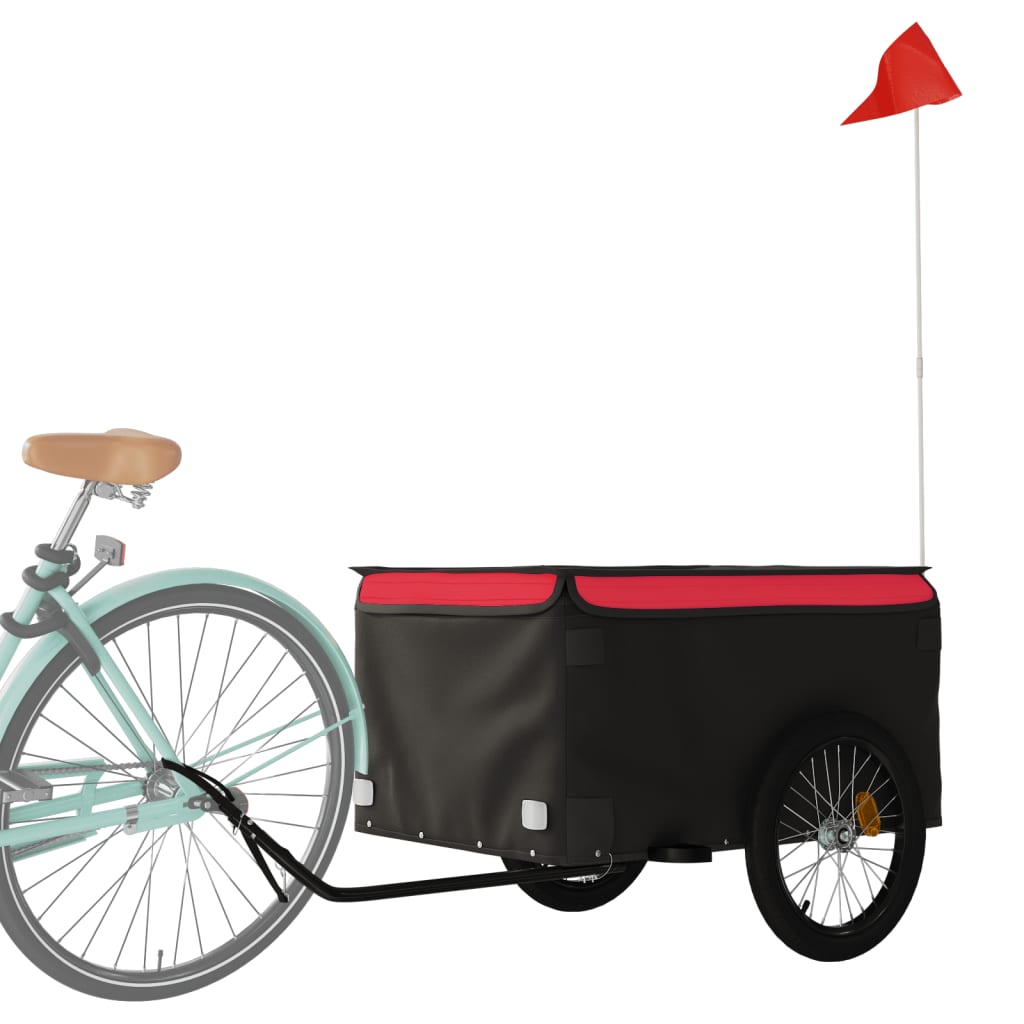 Rimorchio da Bici Nero e Rosso 45 kg in Ferro 94090