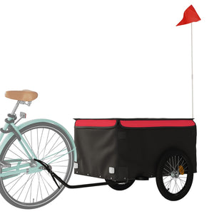 Rimorchio da Bici Nero e Rosso 45 kg in Ferro 94090