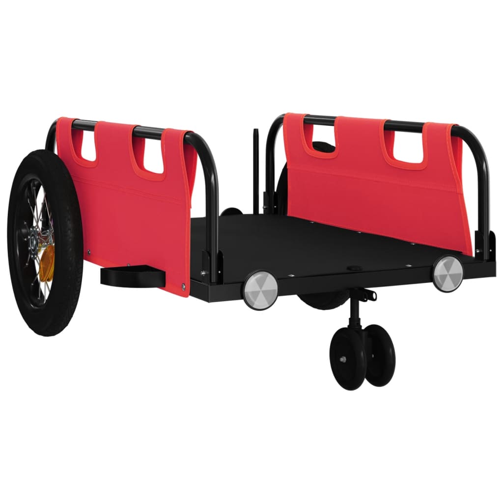 Carrello rimorchio trasporto biciclette tessuto Oxford ferro rosso 02_0044389