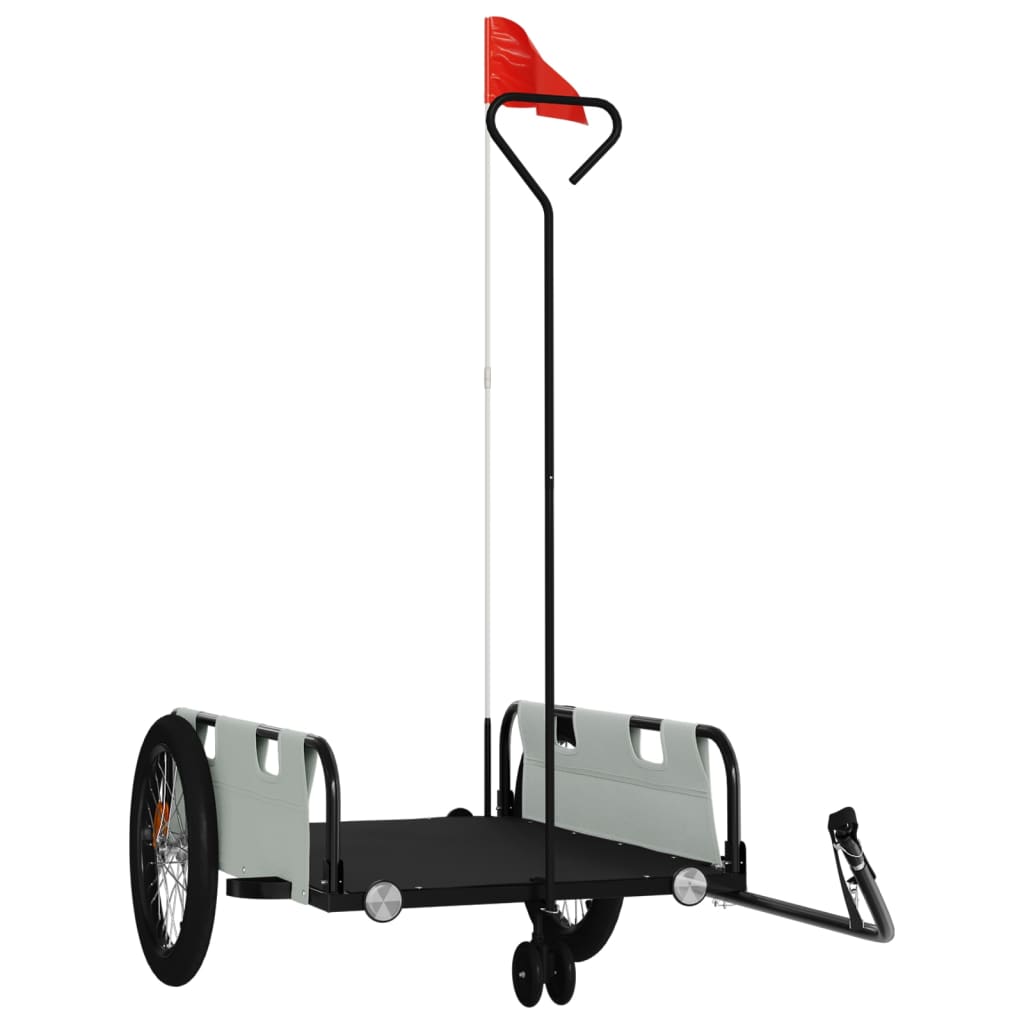 Rimorchio da Bici Grigio e Nero in Tessuto Oxford e Ferro 94196