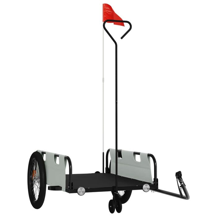 Rimorchio da Bici Grigio e Nero in Tessuto Oxford e Ferro 94196