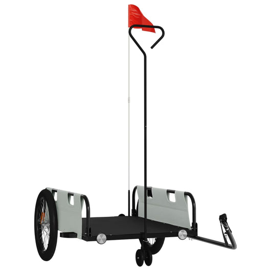 Rimorchio da Bici Grigio e Nero in Tessuto Oxford e Ferro