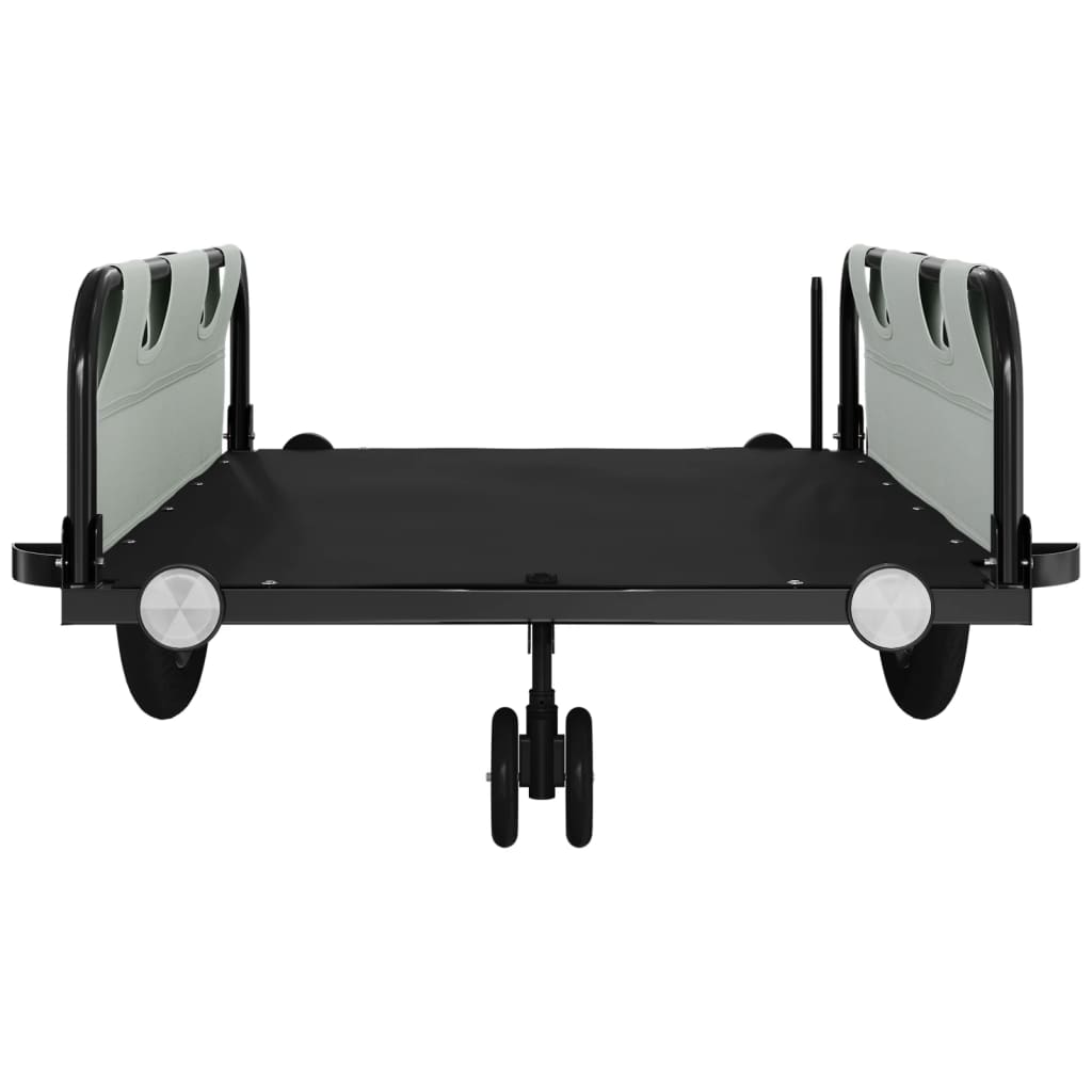 Rimorchio da Bici Grigio e Nero in Tessuto Oxford e Ferro 94196