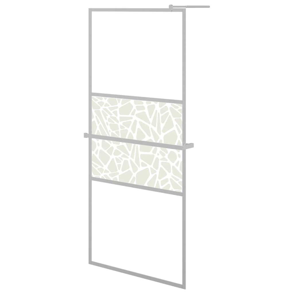 Parete Doccia con Mensola Cromo 90x195cm Vetro ESG e Alluminio 3185498