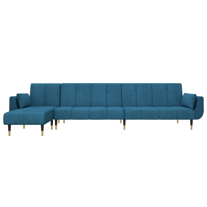 Divano Letto a L Blu 275x140x70 cm in Velluto 3157205