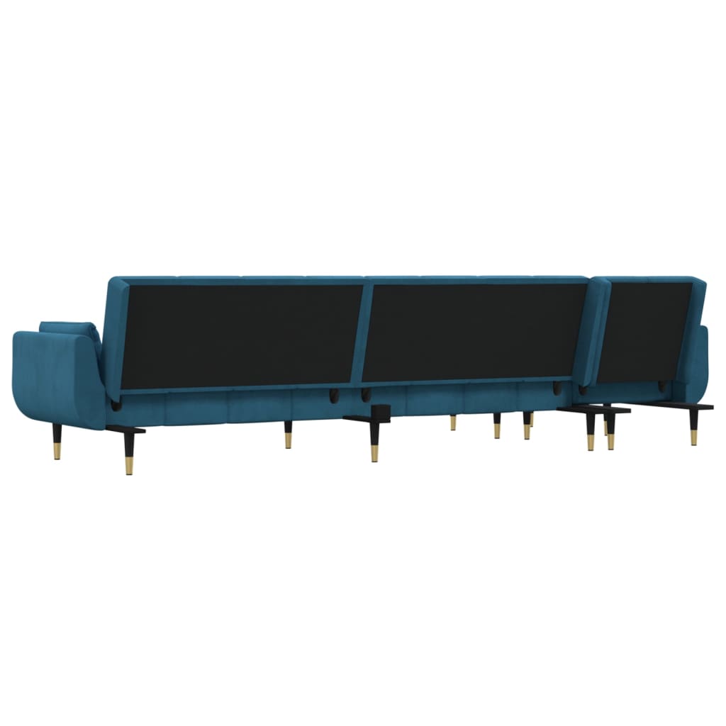 Divano Letto a L Blu 275x140x70 cm in Velluto 3157205