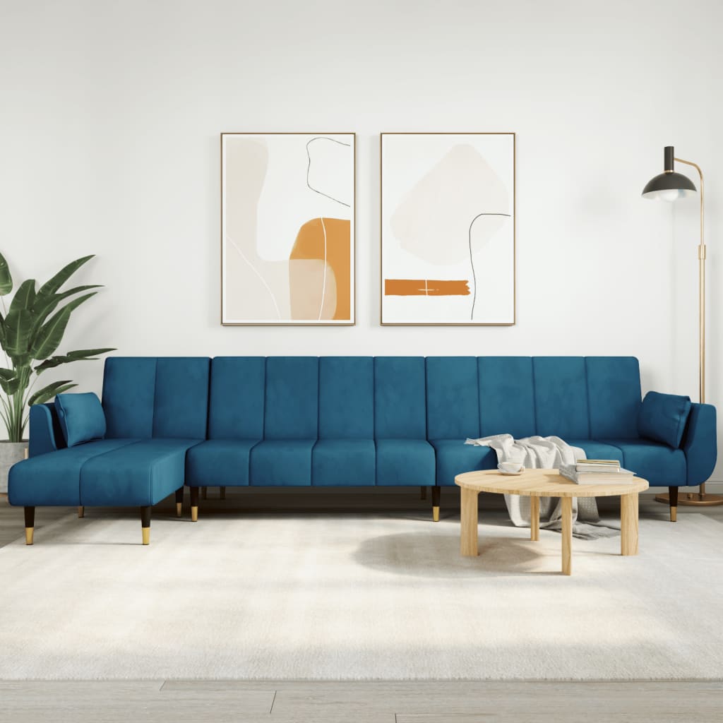 Divano Letto a L Blu 275x140x70 cm in Vellutocod mxl 117960