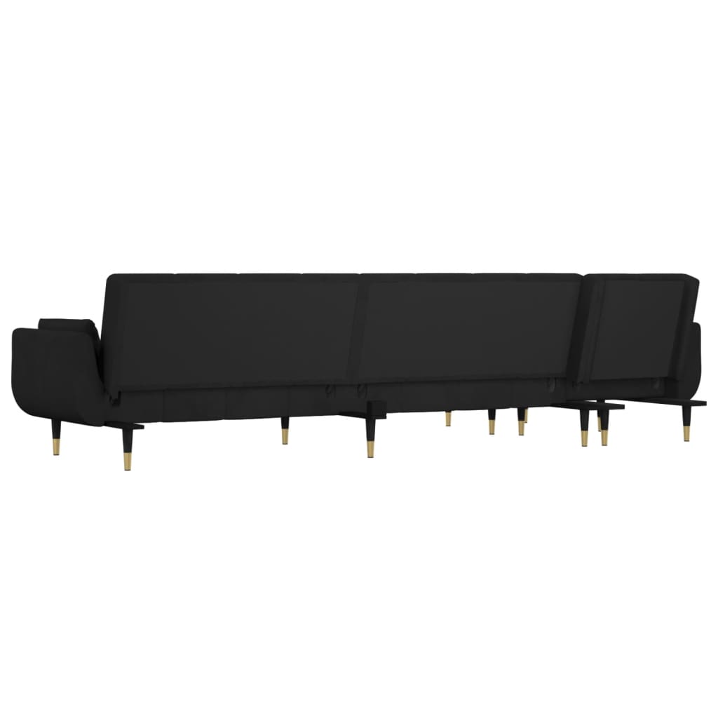 Divano Letto a L Nero 275x140x70 cm in Velluto 3157209